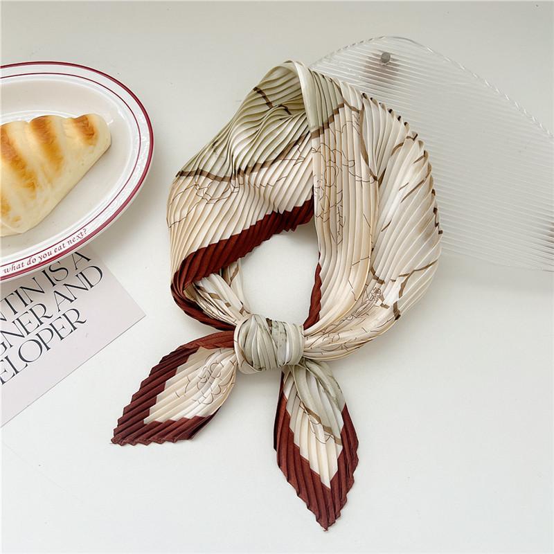 70cm Crumpled Scarf Kerchief Print Square Scarves Women DIY Hair Band Ribbon Headscarf Bandanas Headband Neck Wraps Neckerchief