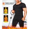 Sauna-Anzug für Herren 3 in 1 Ganzkörper-Formformer Taillentrainer Schweißshirt Kurzarm Trainings-Top mit Shorts Schlankmachender Jumpsuit Fitness-Leotard für das Fitnessstudio
