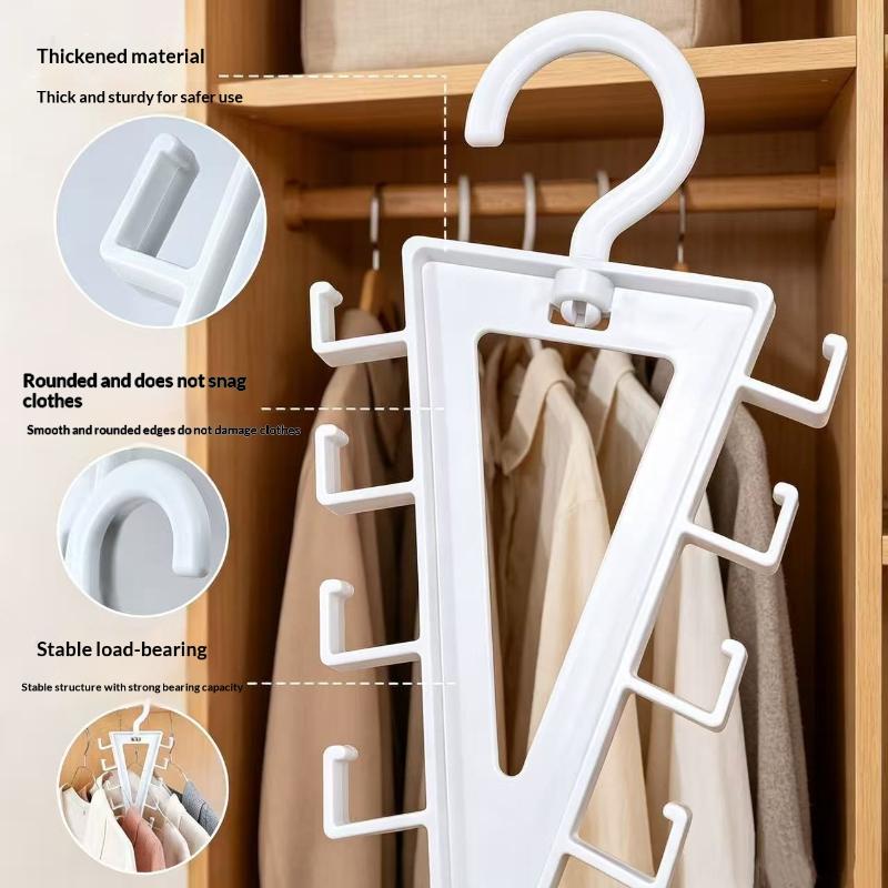 Over Door Hanger Organizer 1/2 Pack White V-Shaped 12 Hooks 360° Rotation for Small Space Clothes Storage