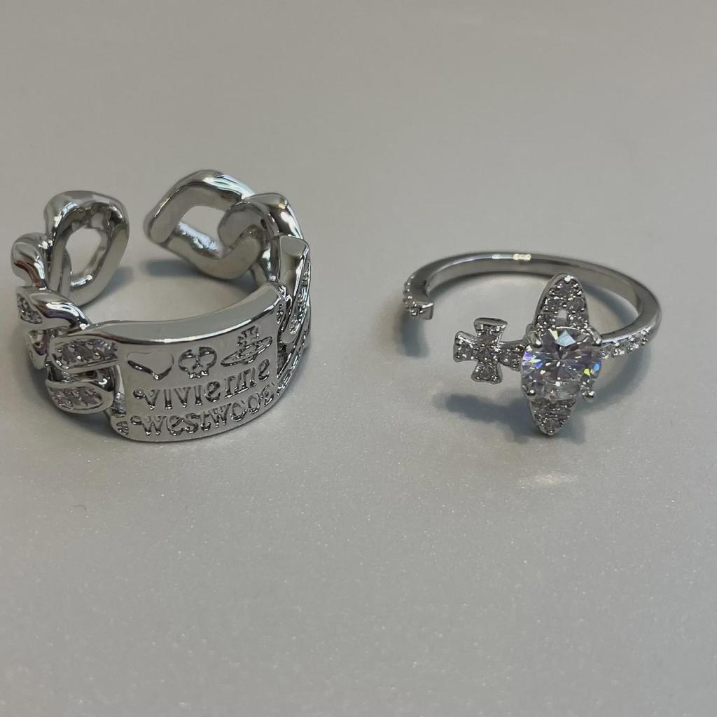 Adjustable Geometric Diamond Zircon Letter Ring - Empress Dowager Cixi Inspired