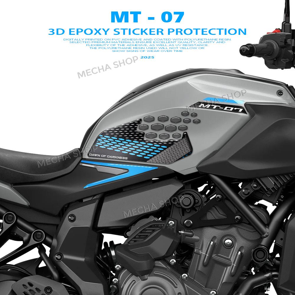 3D Resin Motorcycle Sticker Set Front Fairing Decals For MT-07 MT 07 MT07 2025 Tank Mat Decals