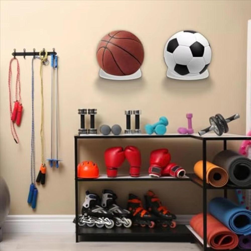 Wall Mount Basketball Bracket Holds Space Saving Soccer Display Rack  Volleyball Rugby