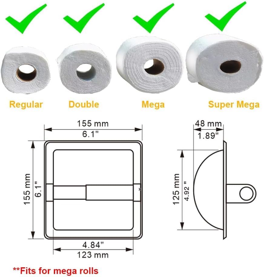 Wall Mounted Toilet Paper Holder, Recessed Toilet Paper Holder, Space Saving Design, Stainless Steel Paper Towel Dispenser
