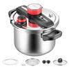 Pressure Cooker, 6L Pressure Cooker Stainless Steel, Pressures Canner with Steaming Rack, Tempered Glass Lid, Three Pressures Settings for Meat,