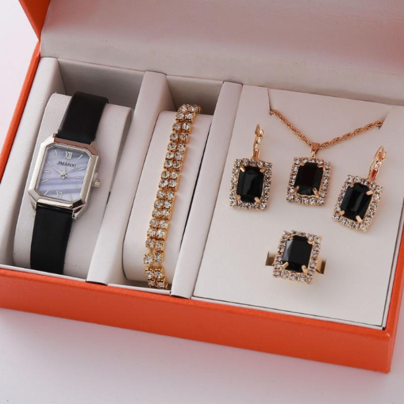 New Square Roman Watch Gem Bracelet Set Square Belt Watch Square Gem Bracelet Set Watch