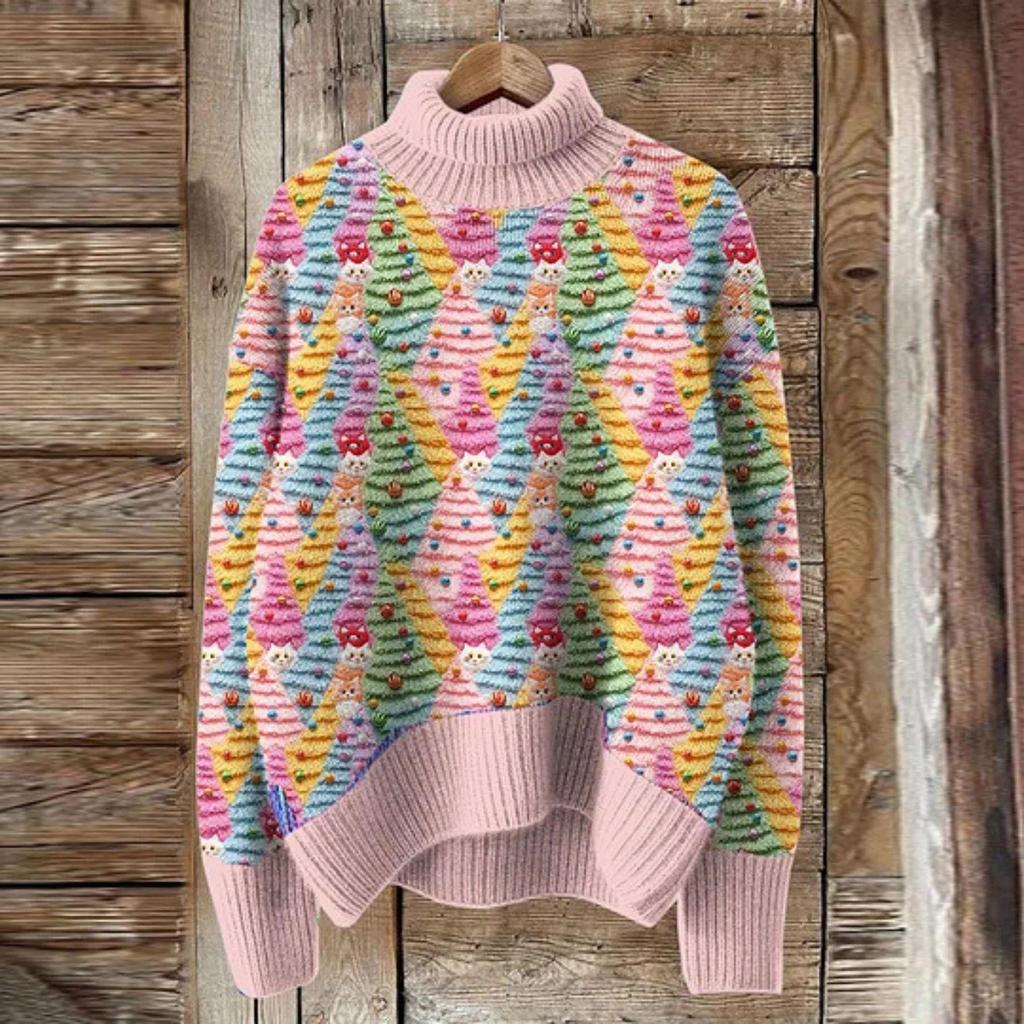 2026 Abstract Print Christmas Cloak Coat
