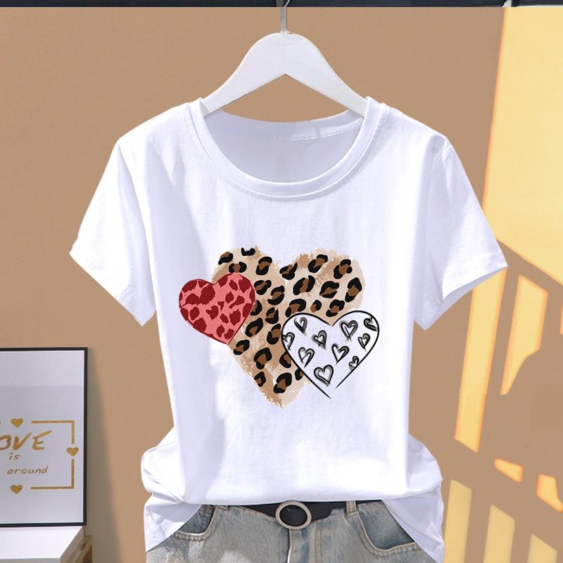 (Asian Size) lovely flower trend cute Casual T Short Sleeve T-shirts Women's Top Print O-neck Fashion Female Clothing Graphic Tee