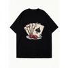 Casual Oversized T Shirt Black Playing Cards And Dice Print For Everyday Wear And Casual Outings