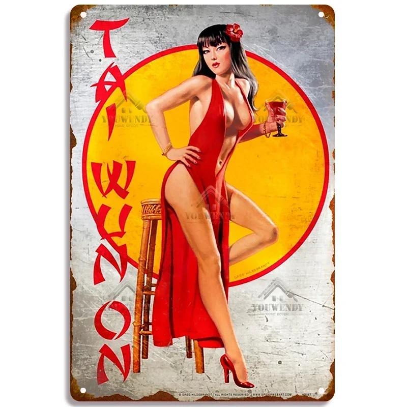 Las Vegas Schönes Mädchen Wandschild Metall Poster Männerhöhlen Wandaufkleber Weißblech Malerei Sexy Frauen Foto Dekor Plaketten