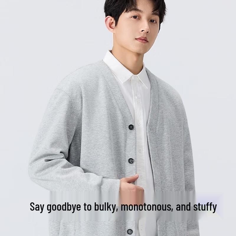 MINISO Men's V-Neck Casual Cardigan Sweatshirt