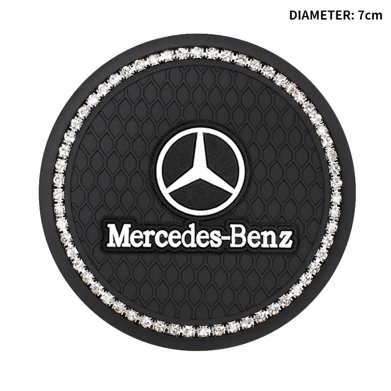 Car Sticker For Benz Car Coaster with Diamonds Creative Diamond-studded Water Coaster PVC Soft Rubber for Mercedes Benz W211 W20