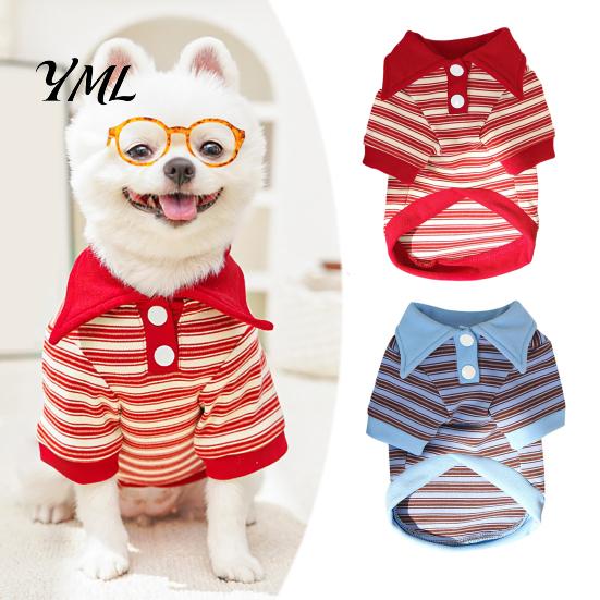 Pet Clothes for Dogs Cute Dog Shirt, Striped Collared Clothes, Summer Button Up T-Shirt, Unisex Costume Soft Breathable Puppy Outfits Small
