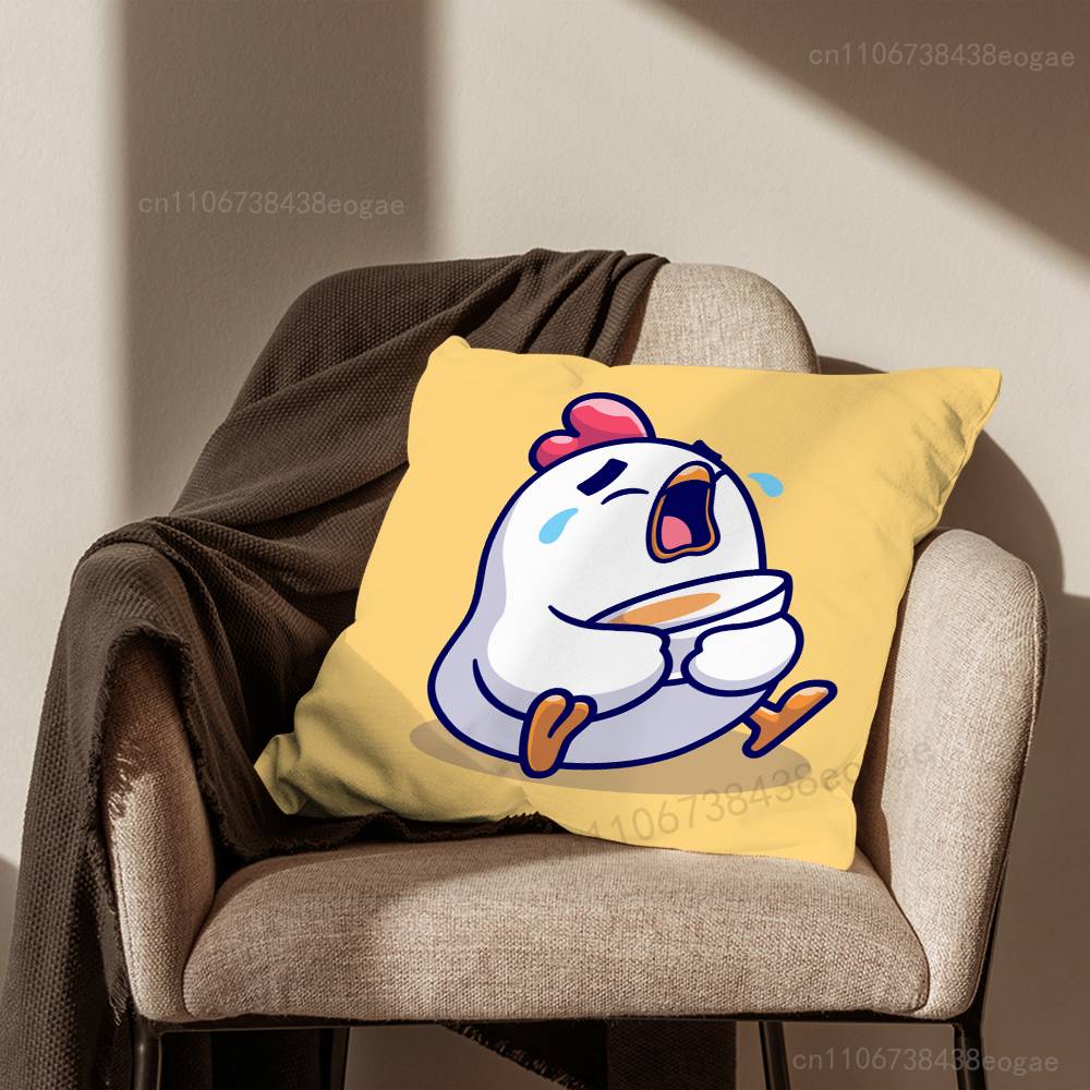 Cute Chick Emoji Pack Pillow Case For Room Sofa Cushion Cover Suitable For Home Bedroom Decoration And Protector