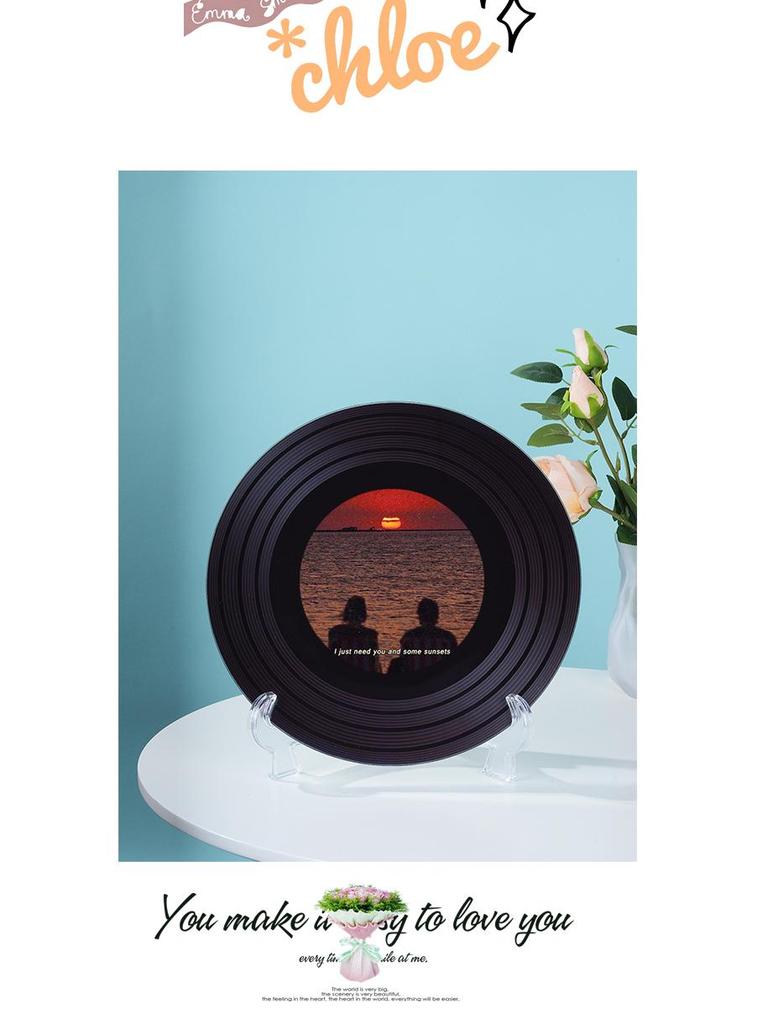 Sunset Romance Vinyl Ornament: Personalized Home Decor Gift