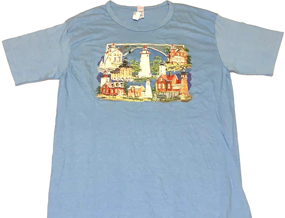 Редкая винтажная футболка с изображением маяка озера Эри, Огайо, Пенсильвания, Нью-Йорк. Новая с бирками. Размер M. Унисекс. XL