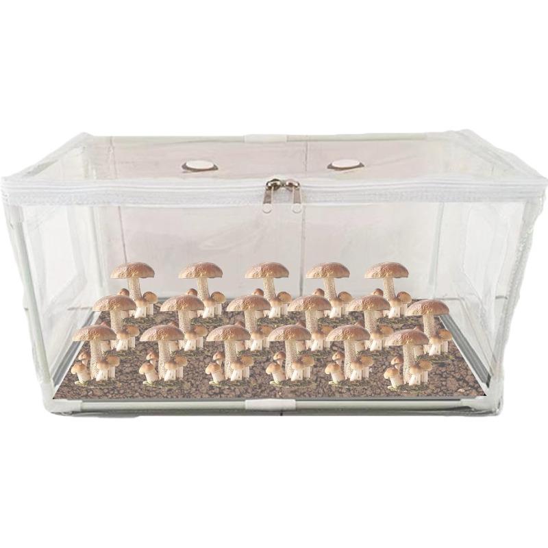 Still Air Box, Clear Mushroom Grow Tent with Ventilation Holes Top Zipper Opening, Reusable Pop-up Monotub Mushroom Box for Indoor Outdoor