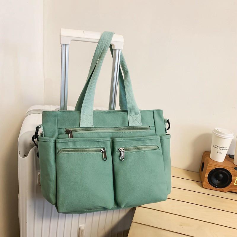 

New Canvas Bag 2025 Fashionable Simple Handbag Large-capacity Casual Single-shoulder Cross-slung Tote зелёный