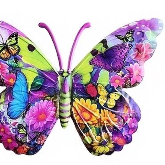 Decorazione Murale a Farfalla in Metallo Resistente alle Intemperie Uso Esterno Ferro Durevole Lavorazione Piatta 2D Colori Vivaci Stampati UV Facile da Montare Giardino Patio