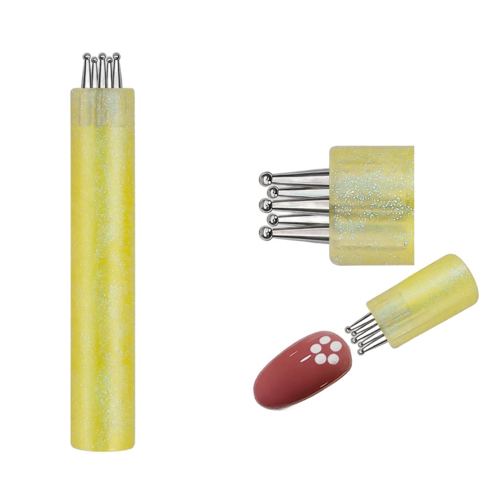 Dotting Pen Set - 5-Bladige Bloem Tool met Glitter Stick, Multi-Ontwerp voor Dotting en Oppakken