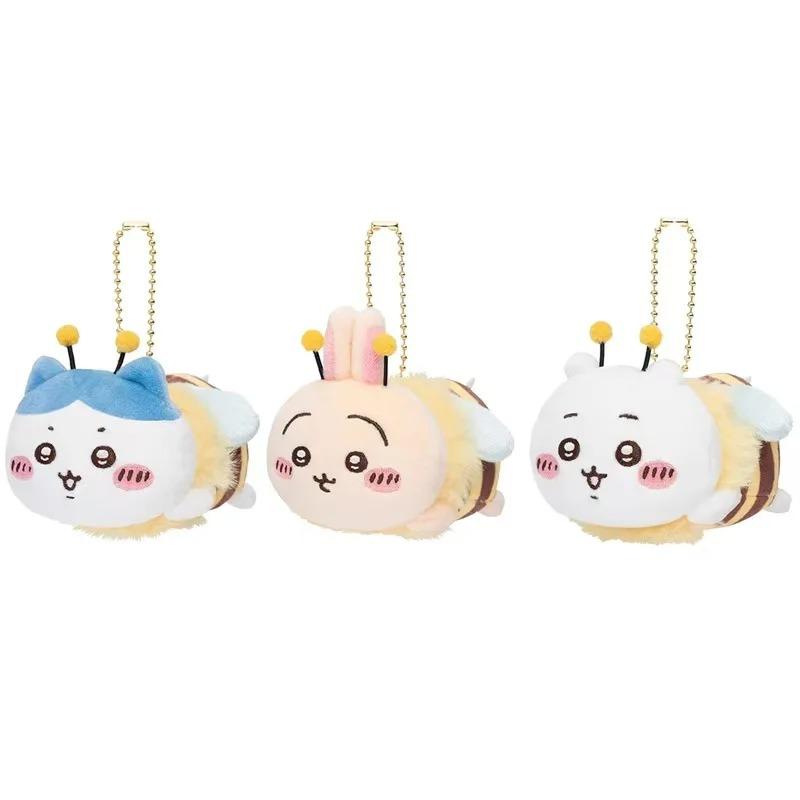 Fashnics Unisex Dark Red Chiikawa Bee Serie Plush Keychain Kawaii Bag Pendant Cute Hachiware Usagi Soft Stuff Accessories Birthday Gift For Fans