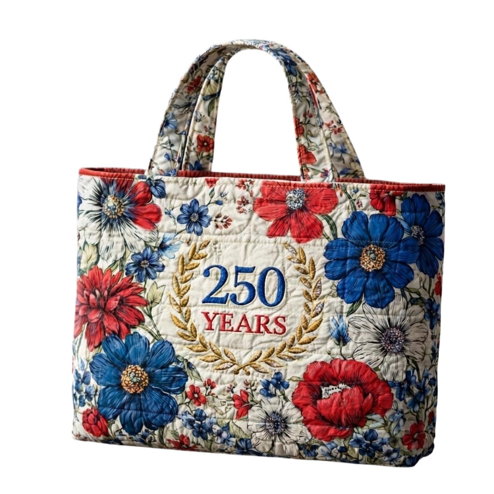 

Quilted Tote Bag with Daisy Applique and Star Pattern Large Shoulder Bag Durable Fabric Sturdy Handles Spacious Interior One Size