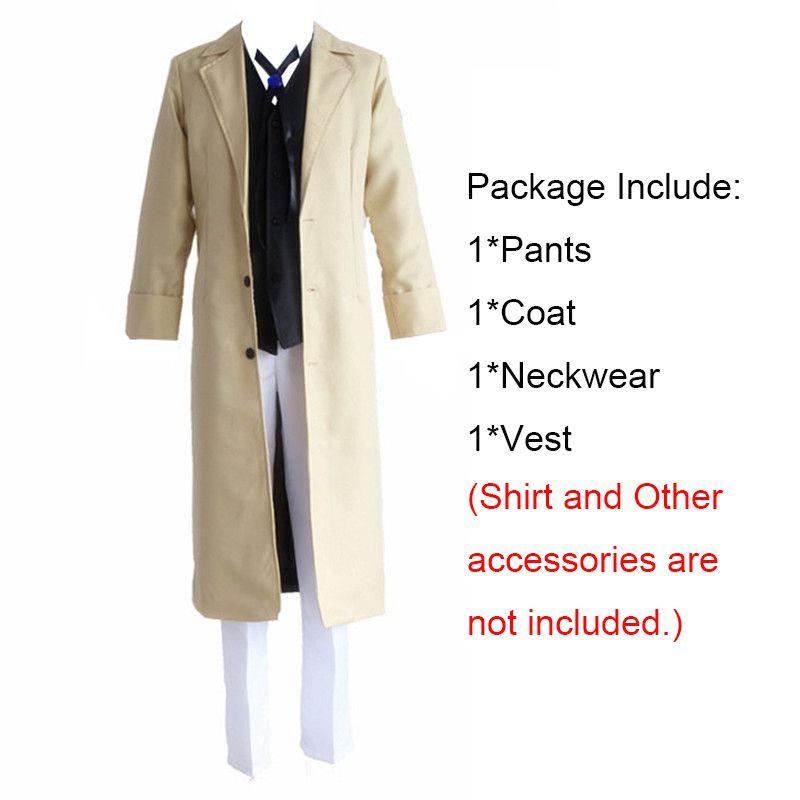 Anime Stray Bungo Dogs Osamu Dazai Cosplay Costume Coat Pants Neckwear Vest Wig