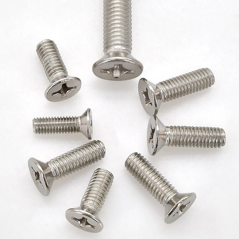 Stainless Steel Phillips Countersunk Machine Screws M2-M5, Flat Tail, Full Thread