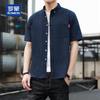 Men's Striped Short-Sleeve Wrinkle-Free Casual Shirt