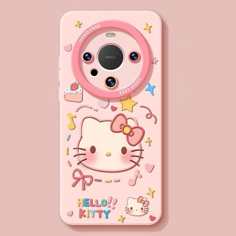 Applicable To Huawei Mate80promax Cake Cat Mobile Phone Case 70pro + Silicone 60 Lanyard 50 Cartoon 40 Sets