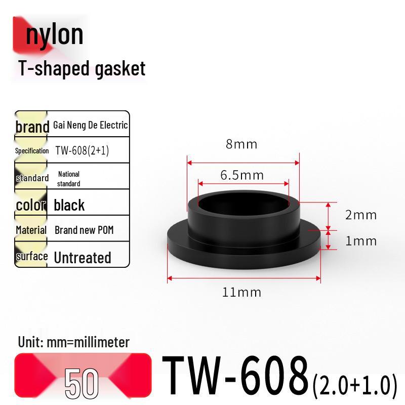 T-Shaped Nylon Gasket Ring Screw Shaft Sleeve with Concave-Convex Insulation Pad M2