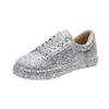 Fashion Plus Size Women's Shoes 2025 Spring Autumn New Style Solid Color Sequins Lace Up Flat Bottom Comfortable Casual Sports Shoes