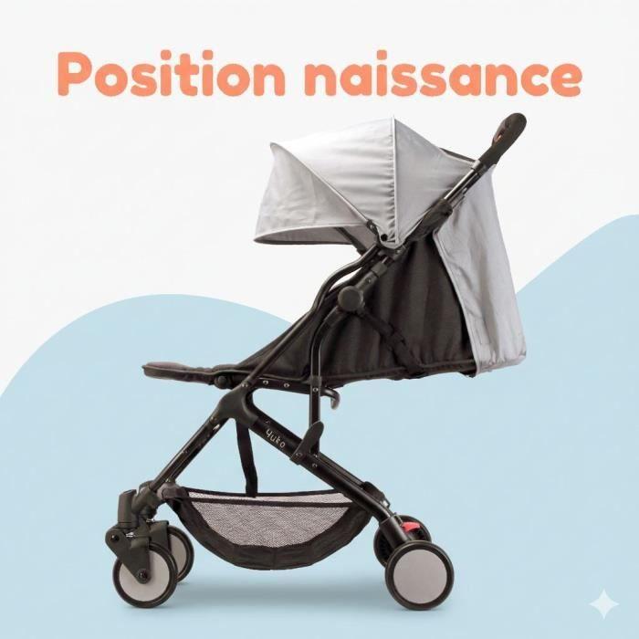 BAMBISOL - Poussette compacte - YUKO - 0 a 36 mois (max 15 kg) - Sangle de portage - 4 roues - Noir