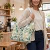 Fashion Green Leaf Print Tote Bag Large Capacity Handbag for Casual Daily Use