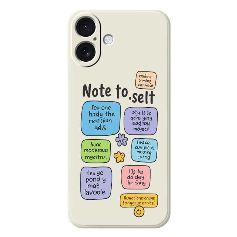 

For iPhone 17 Case Colored Sticky Notes Pattern Printing Straight Edge TPU Phone Back Cover Beige