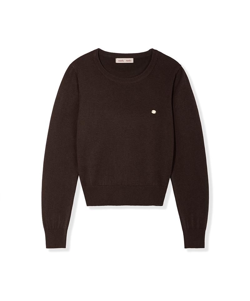 Nodeuyuumeon Basic Crew Neck Knit Round [Brown]