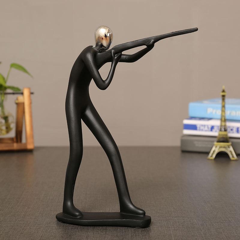Schwarz Modern Abstrakt Harz Radfahrer Radfahrer Ornamente Statue Athlet Figur Tennis Kunst Büro Zimmer Miniatur Dekoration