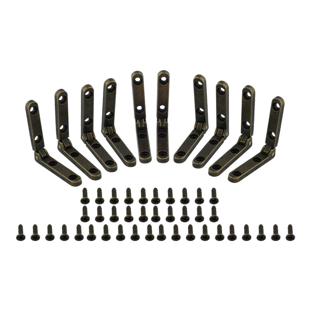 10 Pcs Small Hinges Jewelry Wooden Box Chest Case Hinges 90 Degree Folding Hinge Wooden Box Accessories Zinc Alloy with Screws