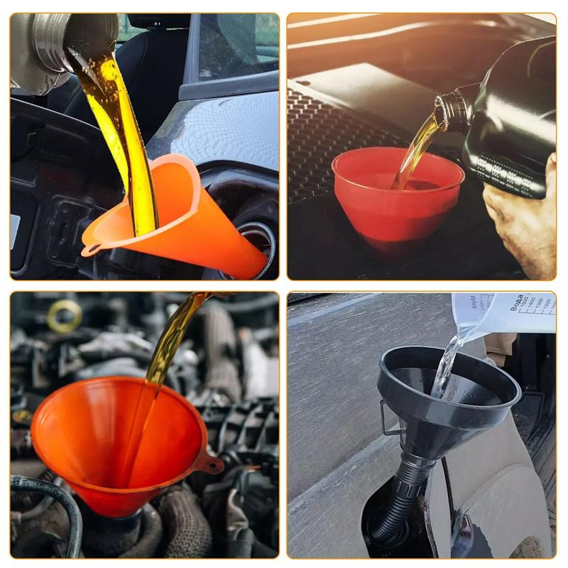 8Pcs Automotive Funnel Set With Removable Nozzle And Filter With Manual Siphon Pump For Filling Water/Gasoline/Coolant/Motor