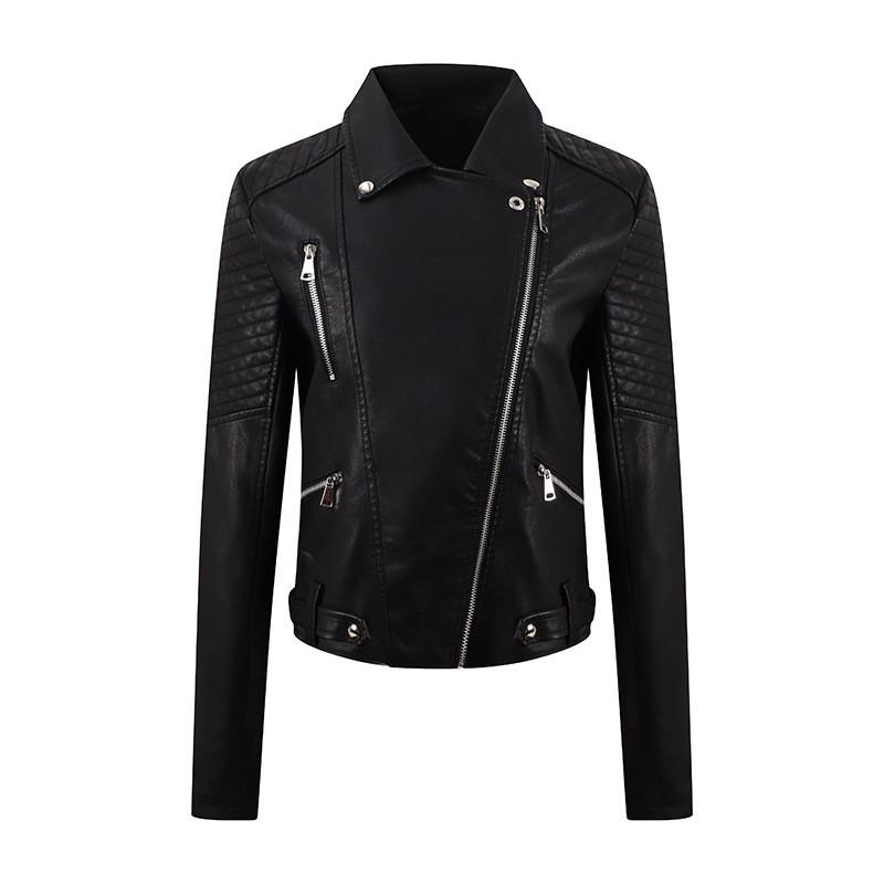Womens Slim Fit Faux Leather Jacket Thin Winter Outerwear Casual Urban Style