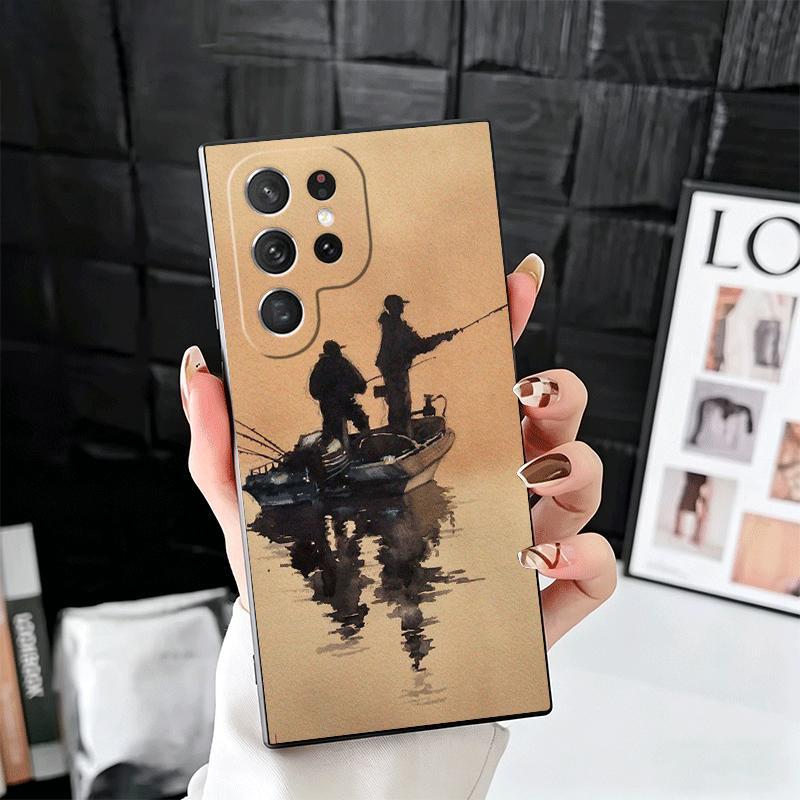 Hunting Fishing Man Soft Phone Case for Samsung Galaxy S26 S25 Edge S24 Ultra S23 Plus S22 S21 FE S20 Black Cover Back Shell