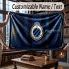 Custom Name Flannel Throw Blanket Club Brugge FC Pattern Warm Home Decoration