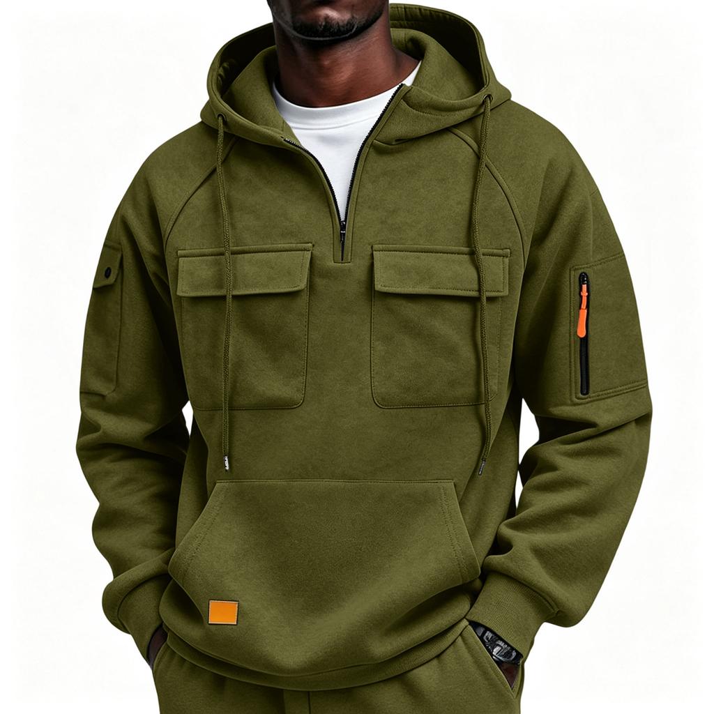 Herren Hoodie mit vielen Taschen - Utility Kapuzenpullover