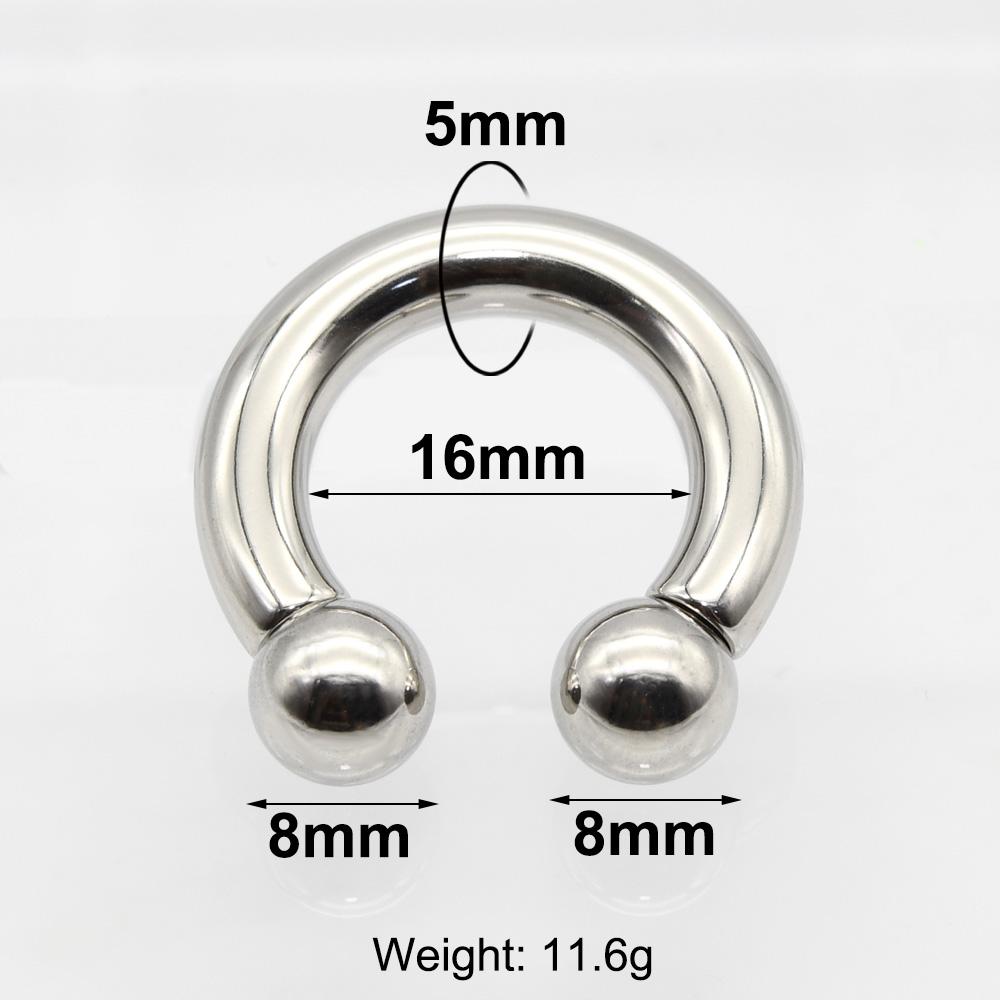 12G-00G Velký průměr Kruhový činkový kroužek z nerezové oceli s vnitřním závitem Piercing do nosu Septum Piercing Rozšiřovač Náušnice do laloku