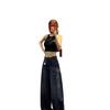 Samtige Dicke Amerikanische Retro Gebogene Jeans für Damen - Hoher Bund, Weiter Bein, Herbst-Winter 2025 Kollektion