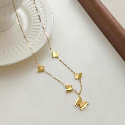 Fashion Trend Stainless Steel Butterfly Necklace with 18K Titanium Steel Clavicle Chain Light Luxury INS Inspired Jewelry