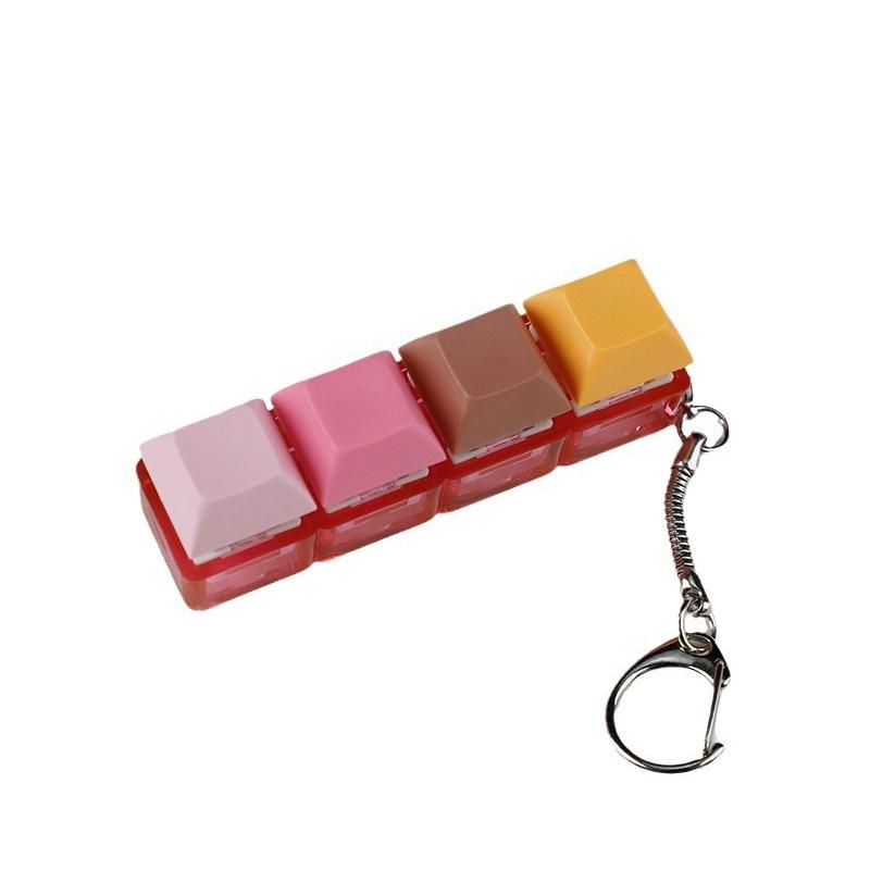 4-Keys Mechanical Keyboard Key Toy Keychain Party Stress Relief Diy Fidget Button Keycap Fidget Keyboard Toys Finger Keyboard