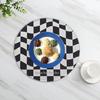 Coaster Exquisite Checkerboard Acrylic Coaster Stylish Rounded Placemat for Coffee Tea Table Decoration