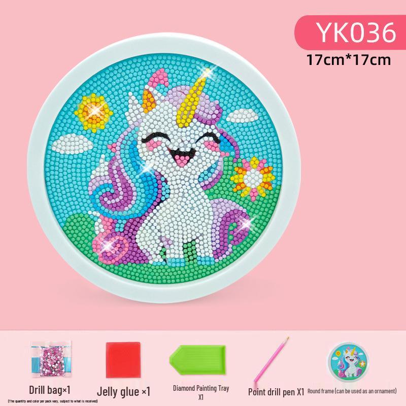 Xiaohongshu Unicorn Round Frame DIY Diamond Painting Stickers for Kids