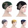 Tenfyer Beads Flower Women Cancer Chemo Velvet Hat Beanie Turban Head Wrap