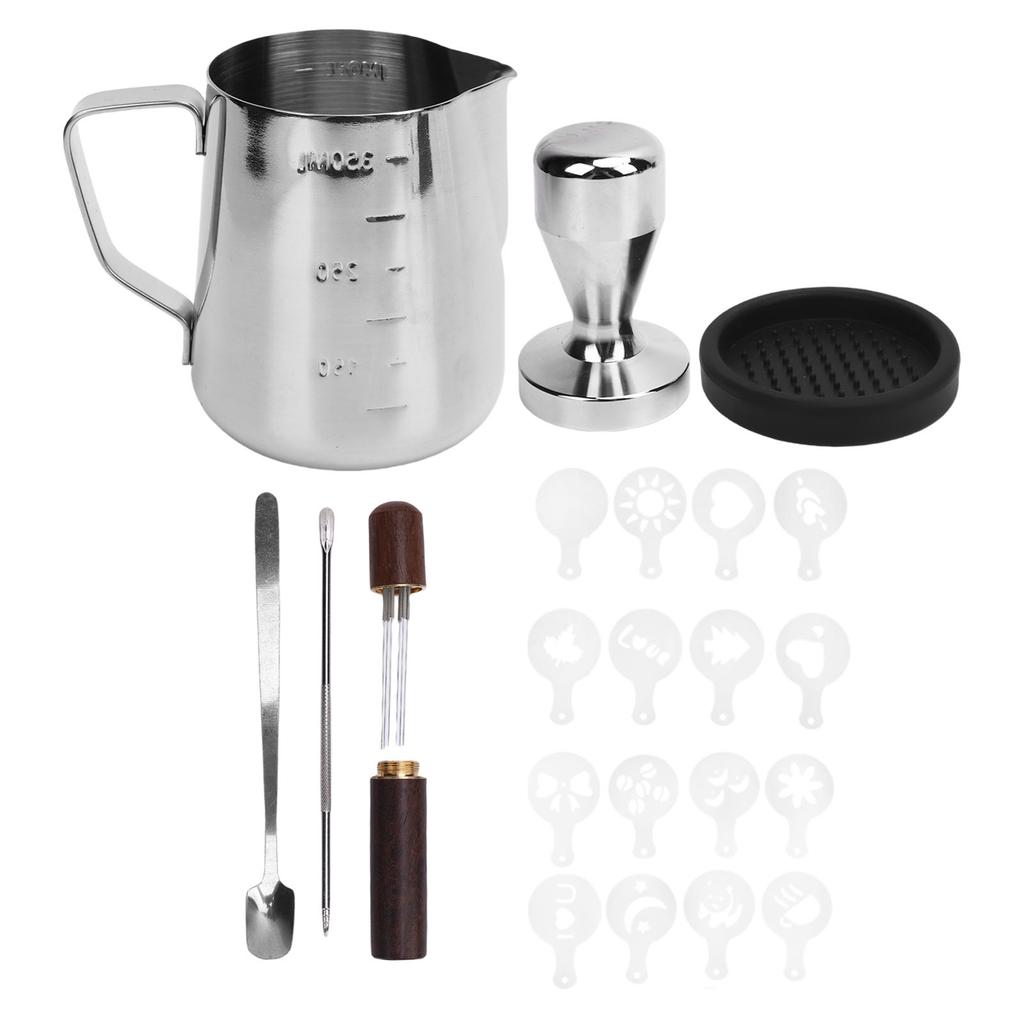 Coffee Making Tamper Set Milk Frothing Pitcher Latte Art Pen Coffee Tamper Mat Needle Type Coffee